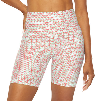 TONY G High Waisted Yoga Shorts, adorned with the TG Logo Vintage #4 Monogram Pattern