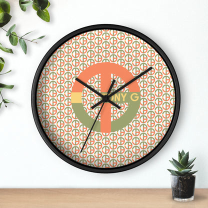 TONY G Wall Clock, featuring the TG Logo Vintage #1 and Monogram Pattern