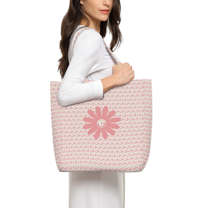 TONY G, TG Logo #11 Monogram Pattern, Large City Tote Bag with an inside pocket.