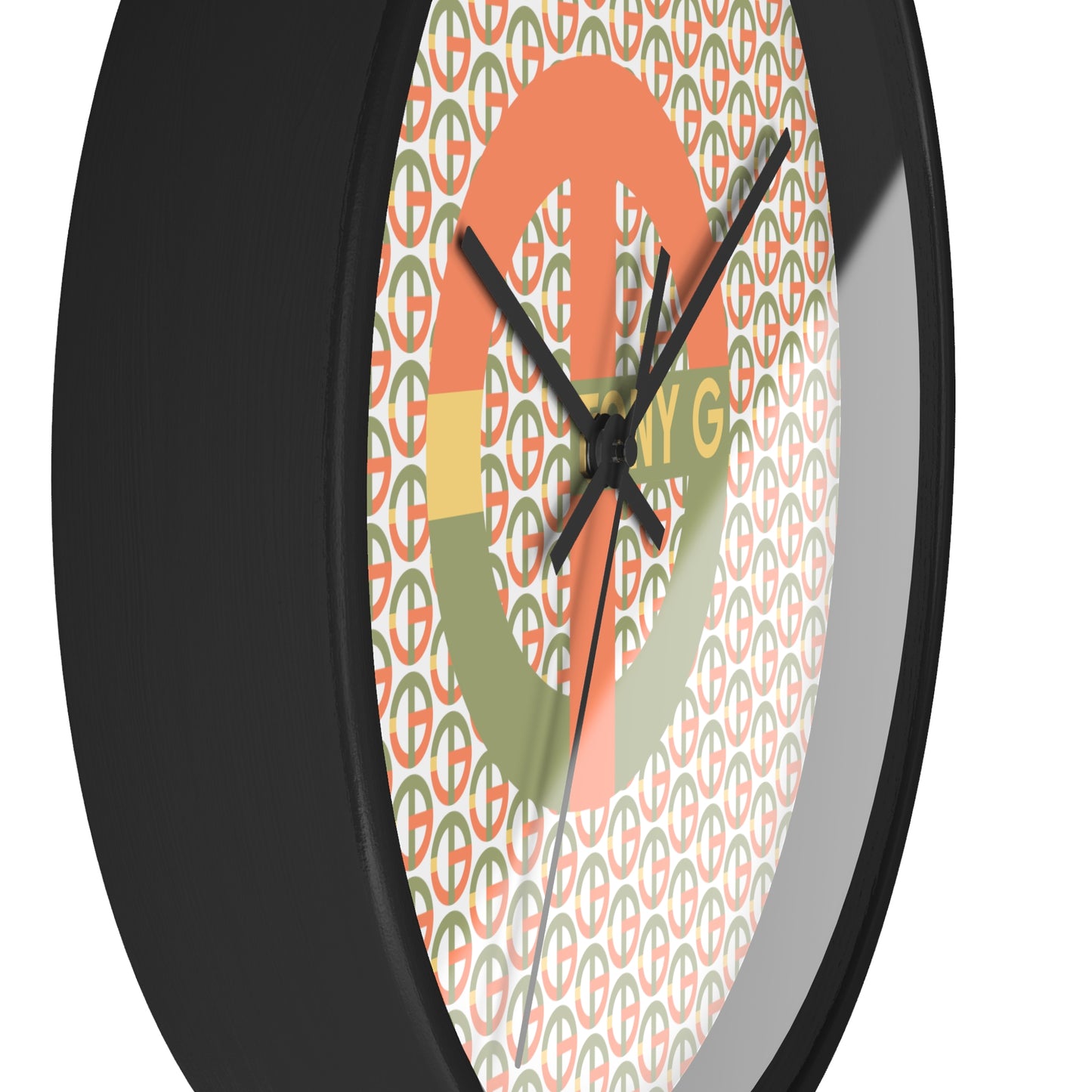 TONY G Wall Clock, featuring the TG Logo Vintage #1 and Monogram Pattern