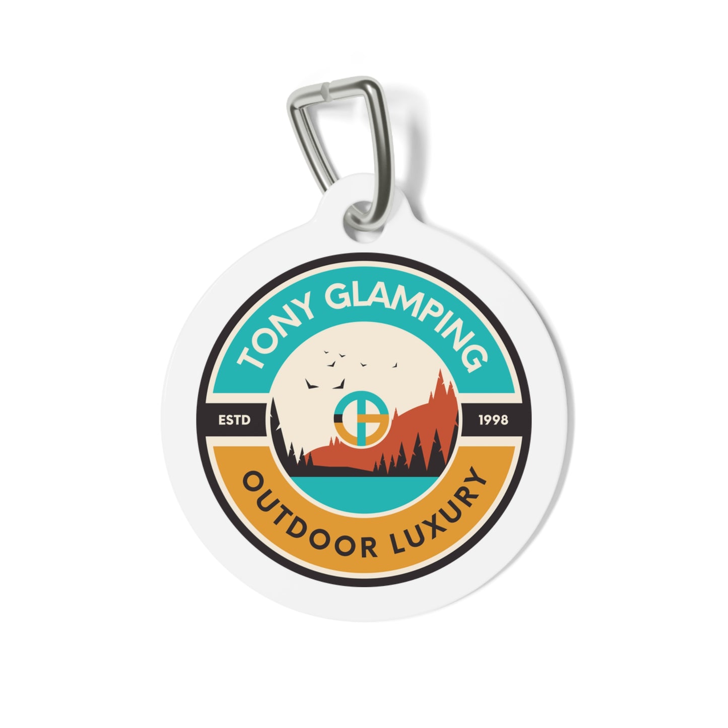 TONY Glamping Pet Tag, featuring the TONY Glamping design