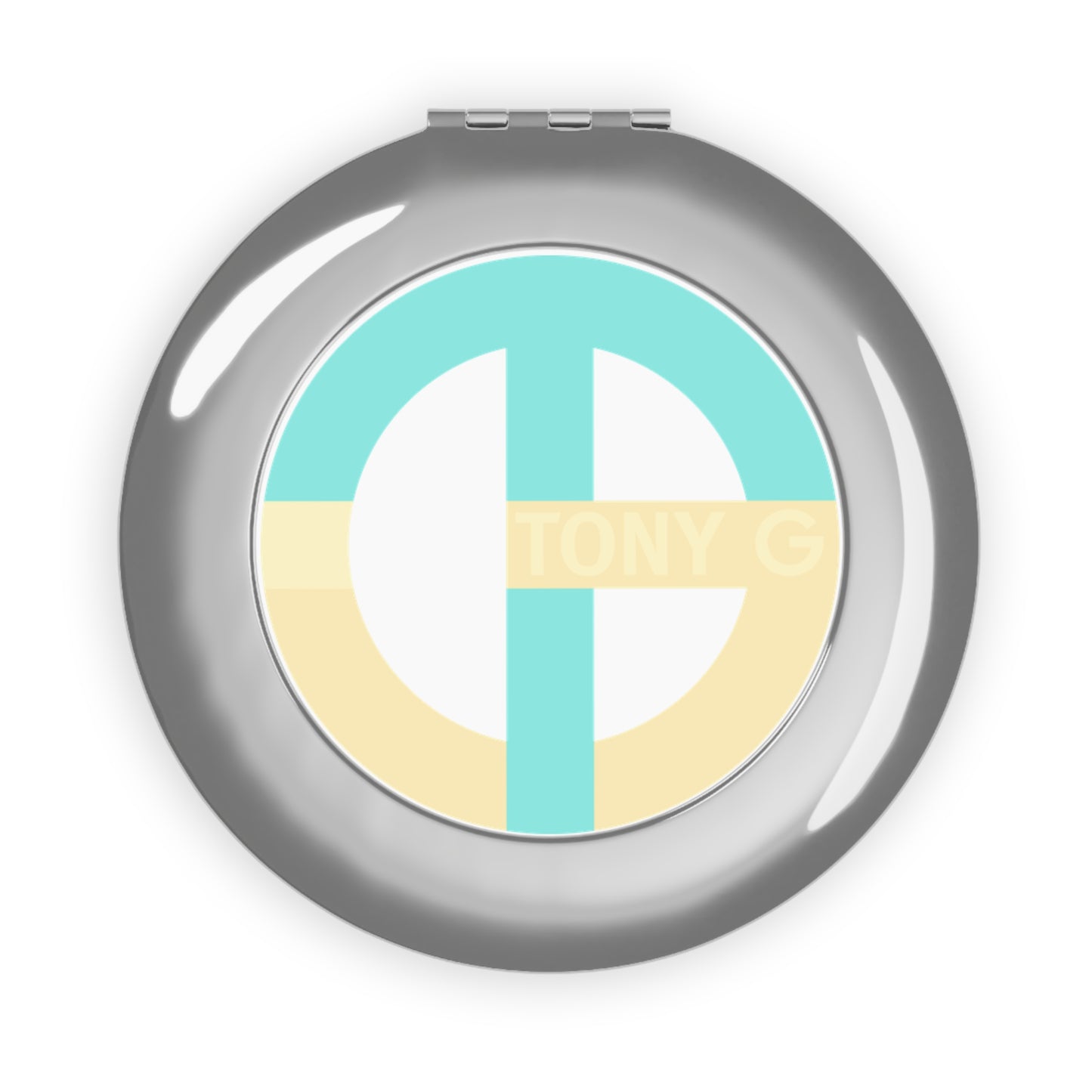 TONY G Compact Travel Mirror, adorned with the TG Logo Vintage #3 Monogram