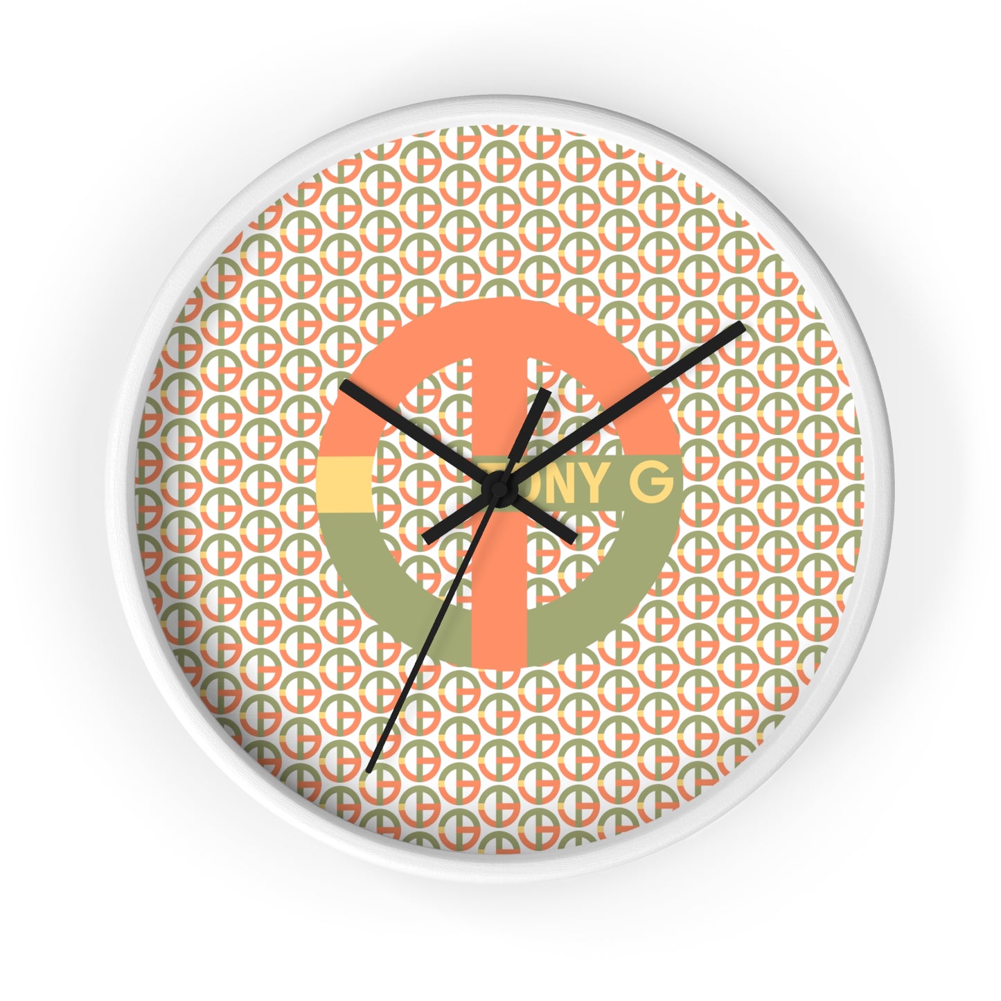 TONY G Wall Clock, featuring the TG Logo Vintage #1 and Monogram Pattern