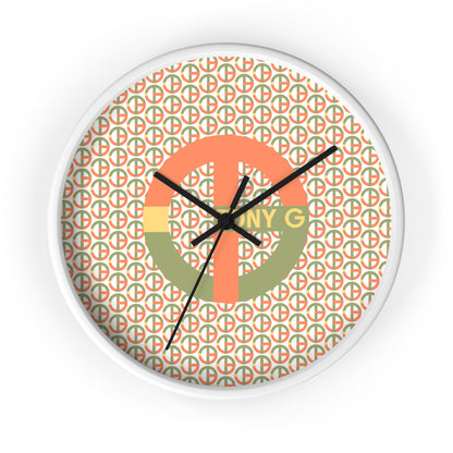 TONY G Wall Clock, featuring the TG Logo Vintage #1 and Monogram Pattern