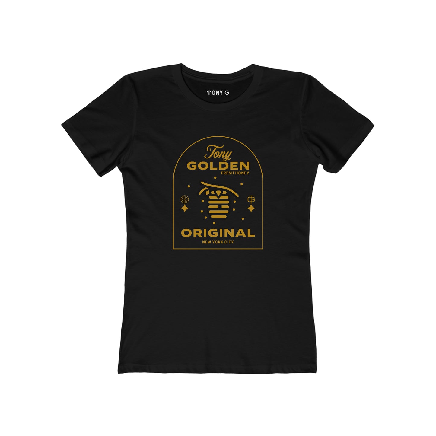TONY Golden Women's Feminine Cut Classic Boyfriend Tee, featuring the TONY Golden design
