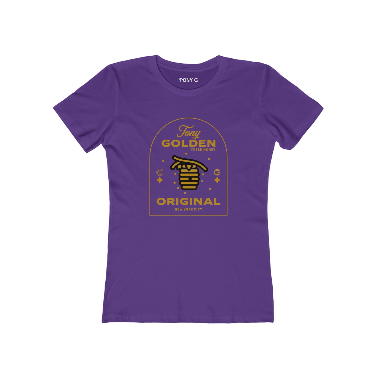 TONY Golden Women's Feminine Cut Classic Boyfriend Tee, featuring the TONY Golden design
