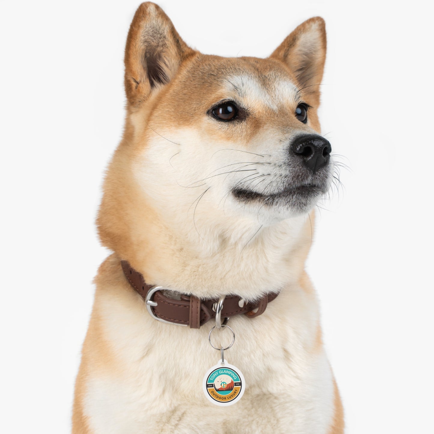 TONY Glamping Pet Tag, featuring the TONY Glamping design