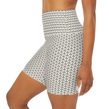 TONY G High Waisted Yoga Shorts, adorned with the TG Logo Vintage #2 Monogram Pattern