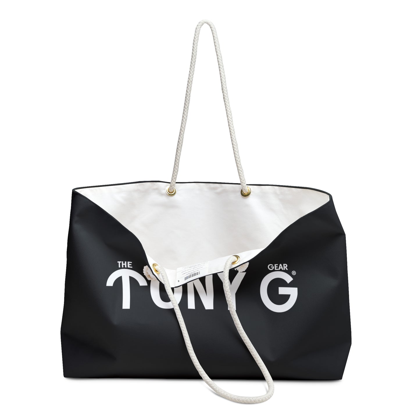 TONY G Weekender Bag Black, adorned with TONY G Logo & TG Logo Outline