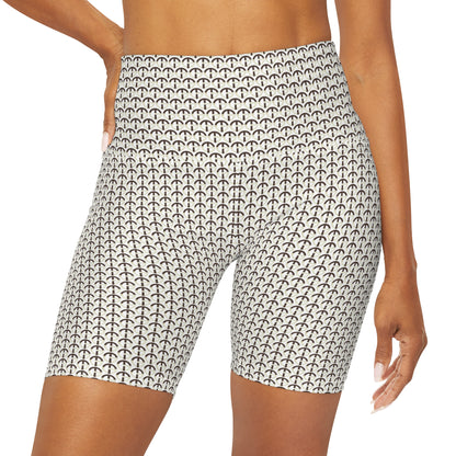 TONY G High Waisted Yoga Shorts, adorned with the TG Logo Vintage #2 Monogram Pattern