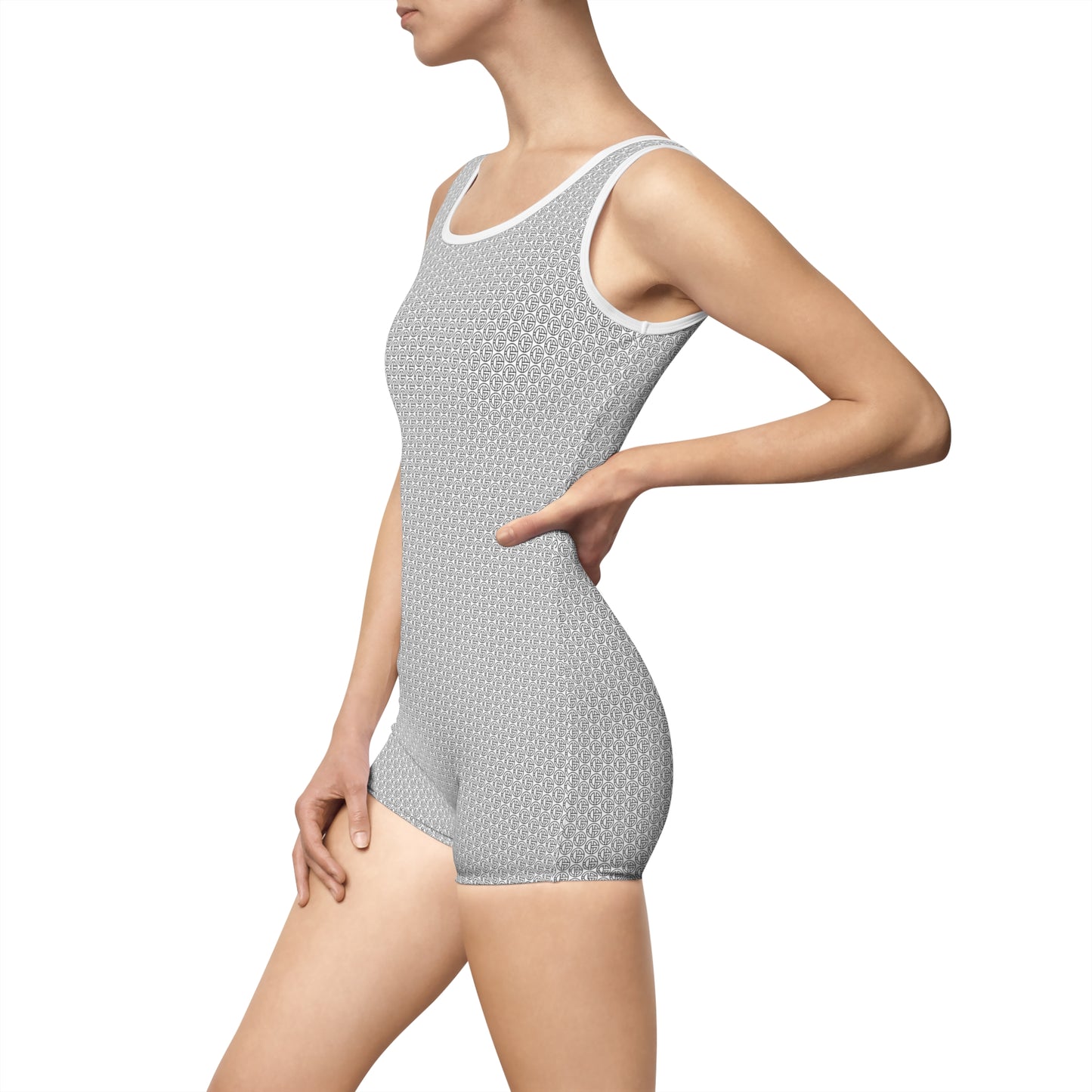 TONY G Women's Vintage Swimsuit, adorned with the TG Logo Outline Monogram Pattern
