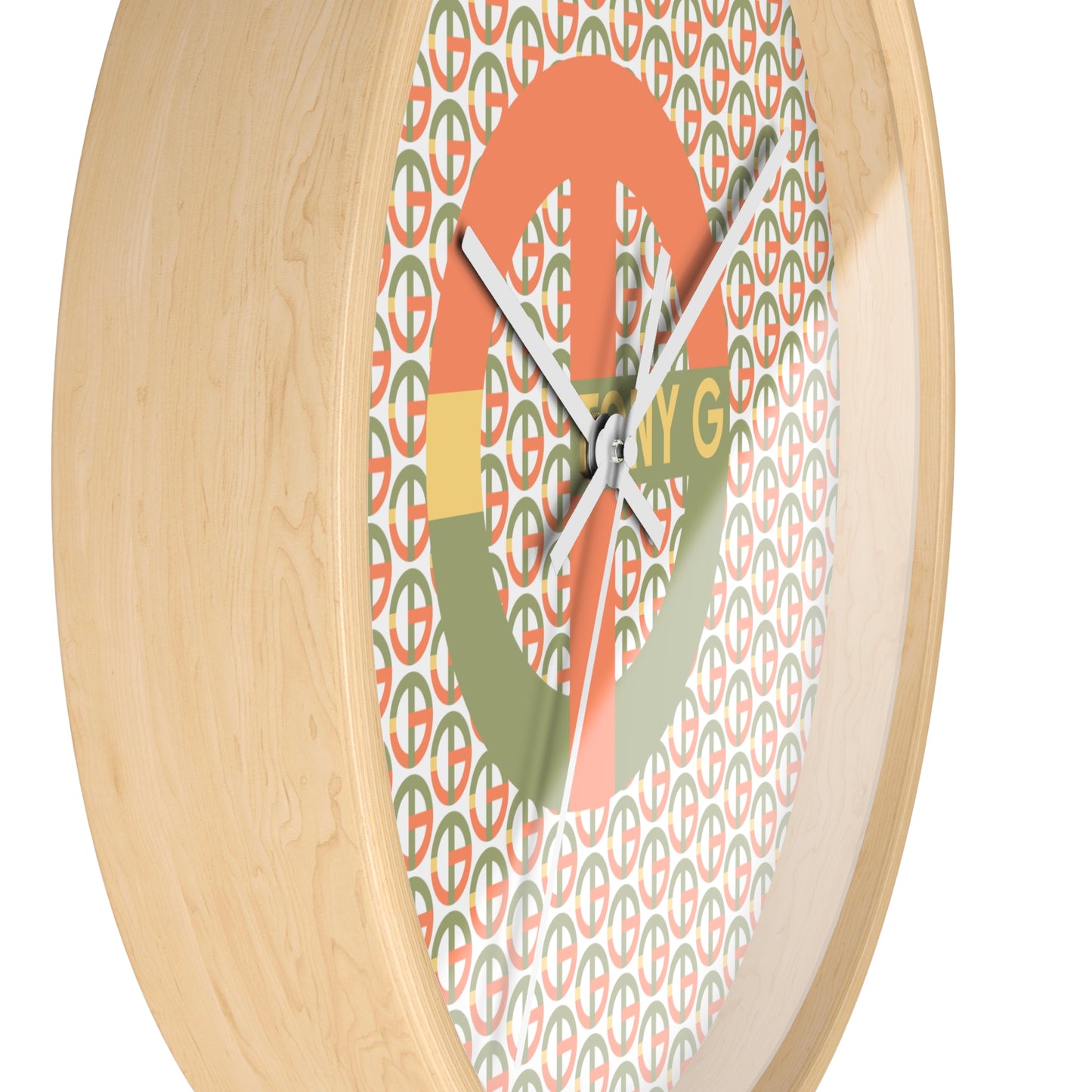 TONY G Wall Clock, featuring the TG Logo Vintage #1 and Monogram Pattern
