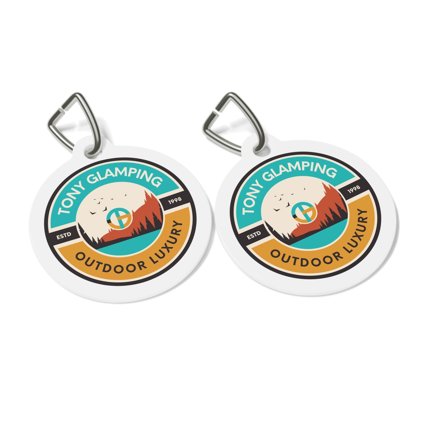 TONY Glamping Pet Tag, featuring the TONY Glamping design