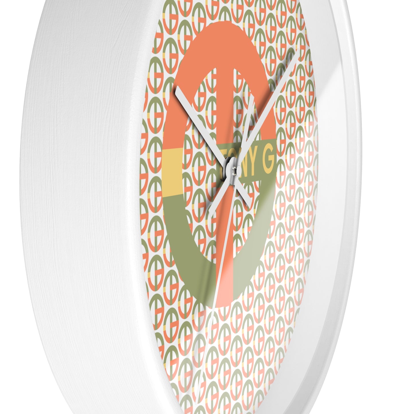TONY G Wall Clock, featuring the TG Logo Vintage #1 and Monogram Pattern