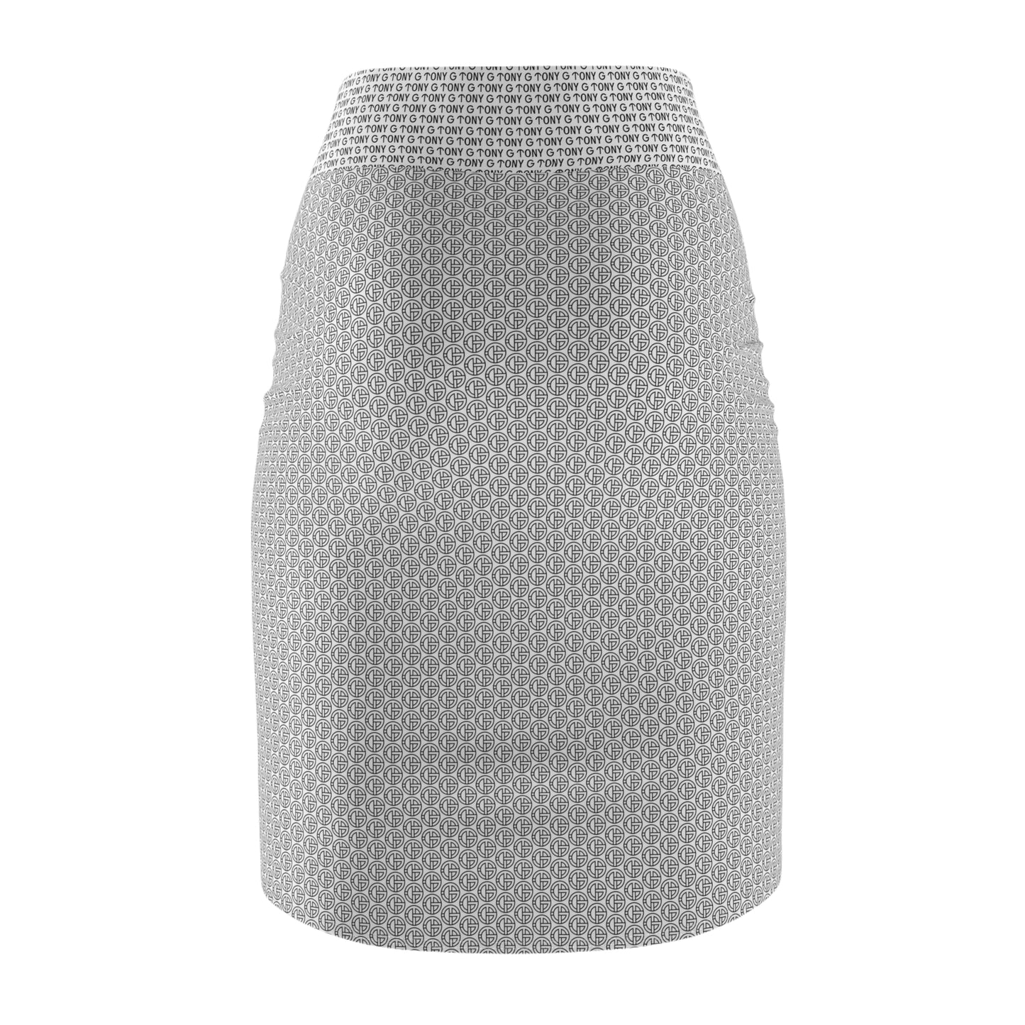 TONY G Women's Pencil Skirt, adorned with the TG Logo Outline Monogram Pattern
