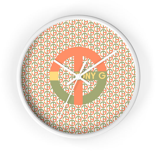 TONY G Wall Clock, featuring the TG Logo Vintage #1 and Monogram Pattern