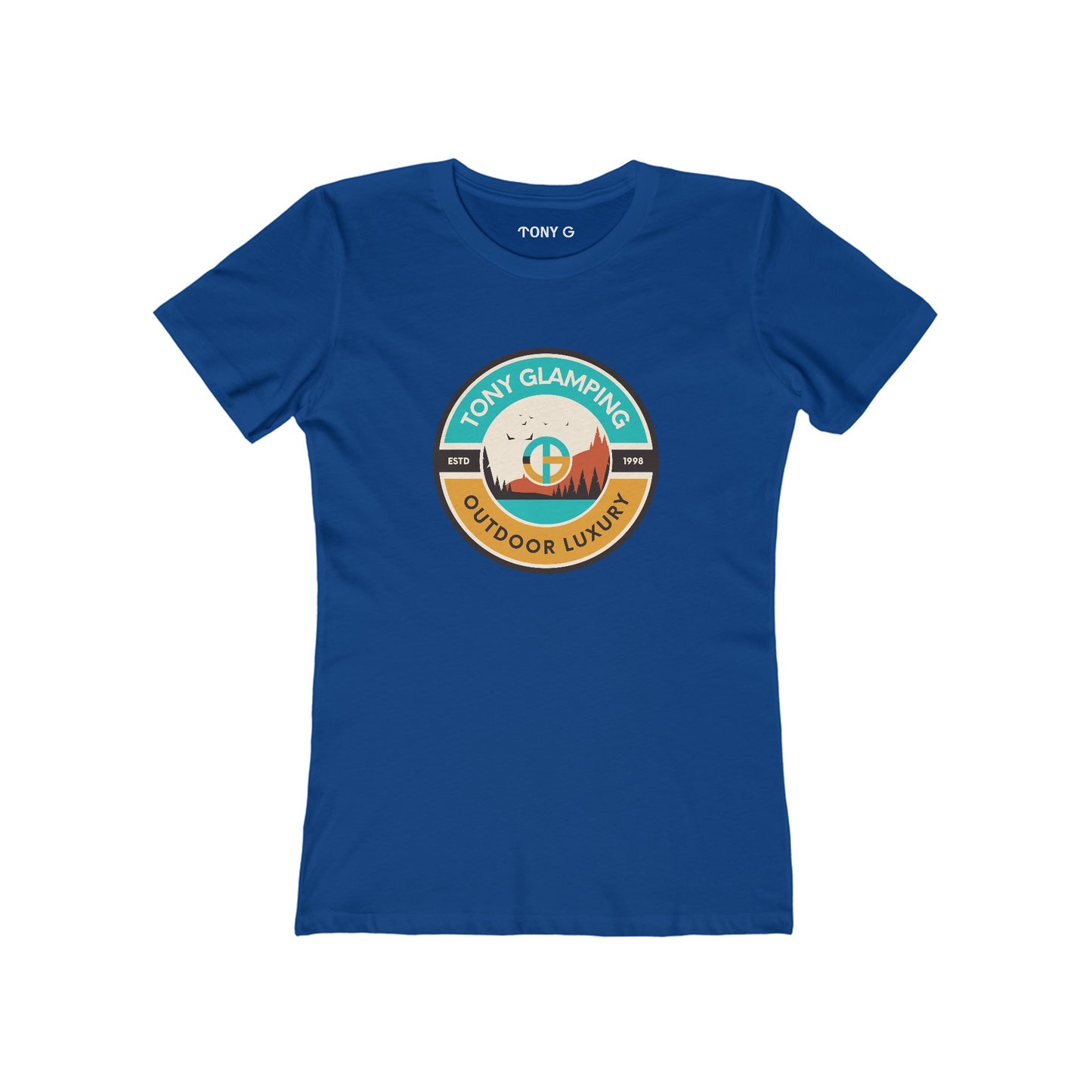 TONY Glamping Women's Feminine Cut Classic Boyfriend Tee, featuring the TONY Glamping design