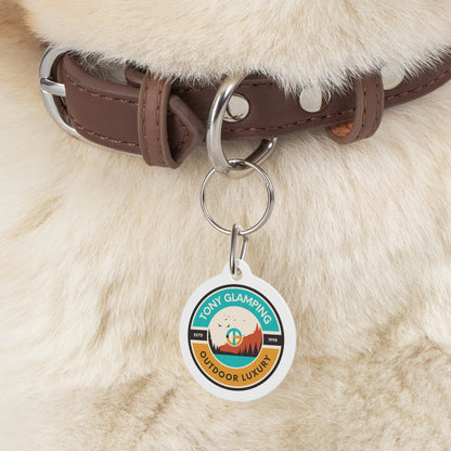 TONY Glamping Pet Tag, featuring the TONY Glamping design