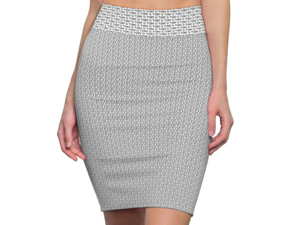 TONY G Women's Pencil Skirt, adorned with the TG Logo Outline Monogram Pattern