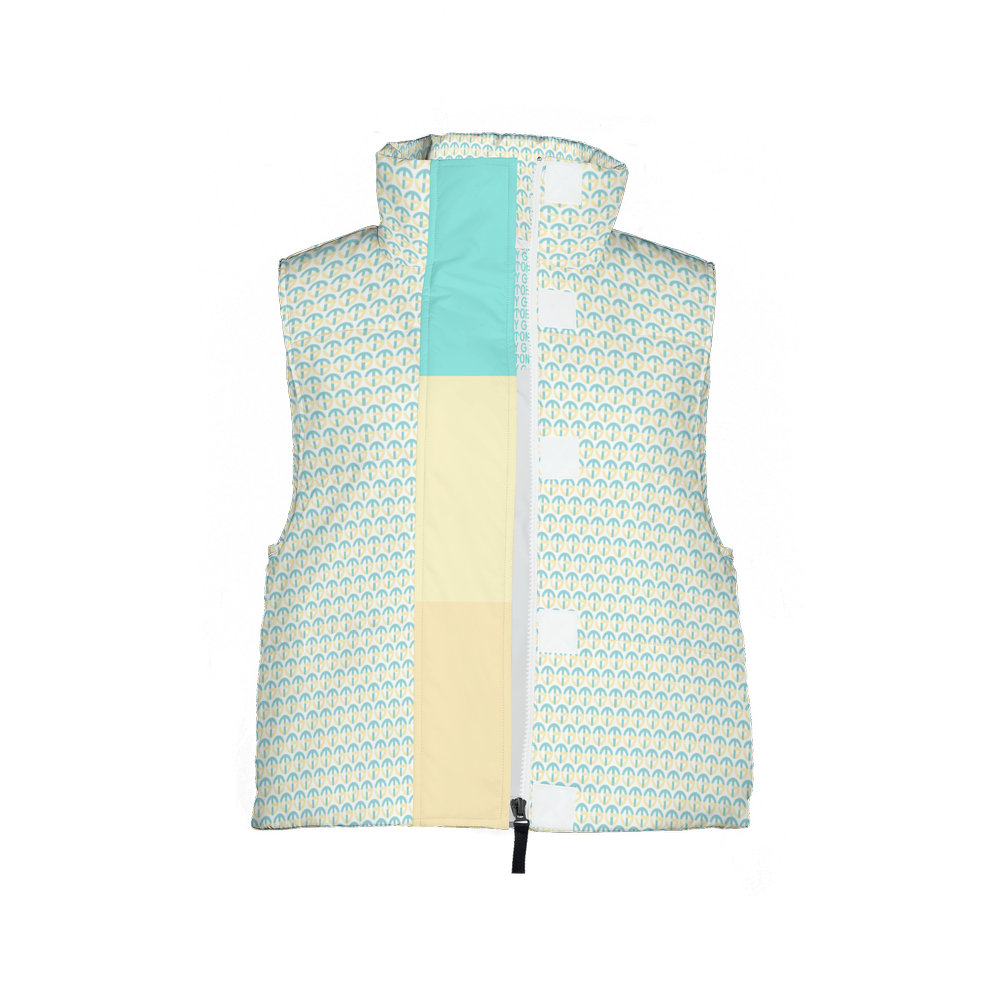 TONY G Women's Puffer Vest, adorned with the TG Logo #3 Monogram Pattern