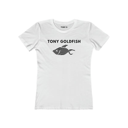 TONY Goldfish Women's Feminine Cut Classic Boyfriend Tee, featuring the TONY Goldfish designs