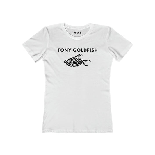 TONY Goldfish Women's Feminine Cut Classic Boyfriend Tee, featuring the TONY Goldfish designs