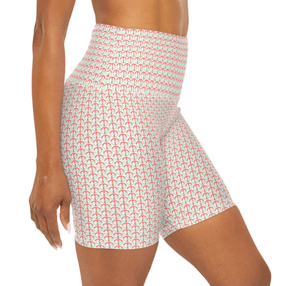 TONY G High Waisted Yoga Shorts, adorned with the TG Logo Vintage #4 Monogram Pattern
