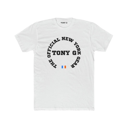TONY G Men's Cotton Crew Tee, featuring the TONY G Flag Logo Varcity design