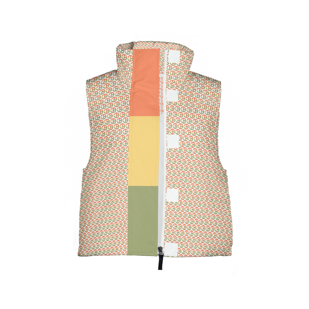 TONY G Women's Puffer Vest, adorned with the TG Logo #1 Monogram Pattern