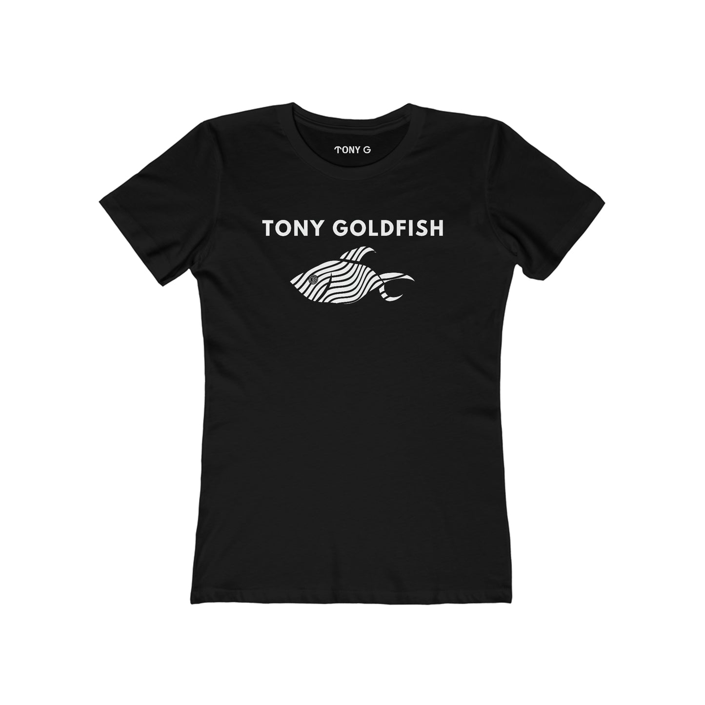 TONY Goldfish Women's Feminine Cut Classic Boyfriend Tee, featuring the TONY Goldfish designs