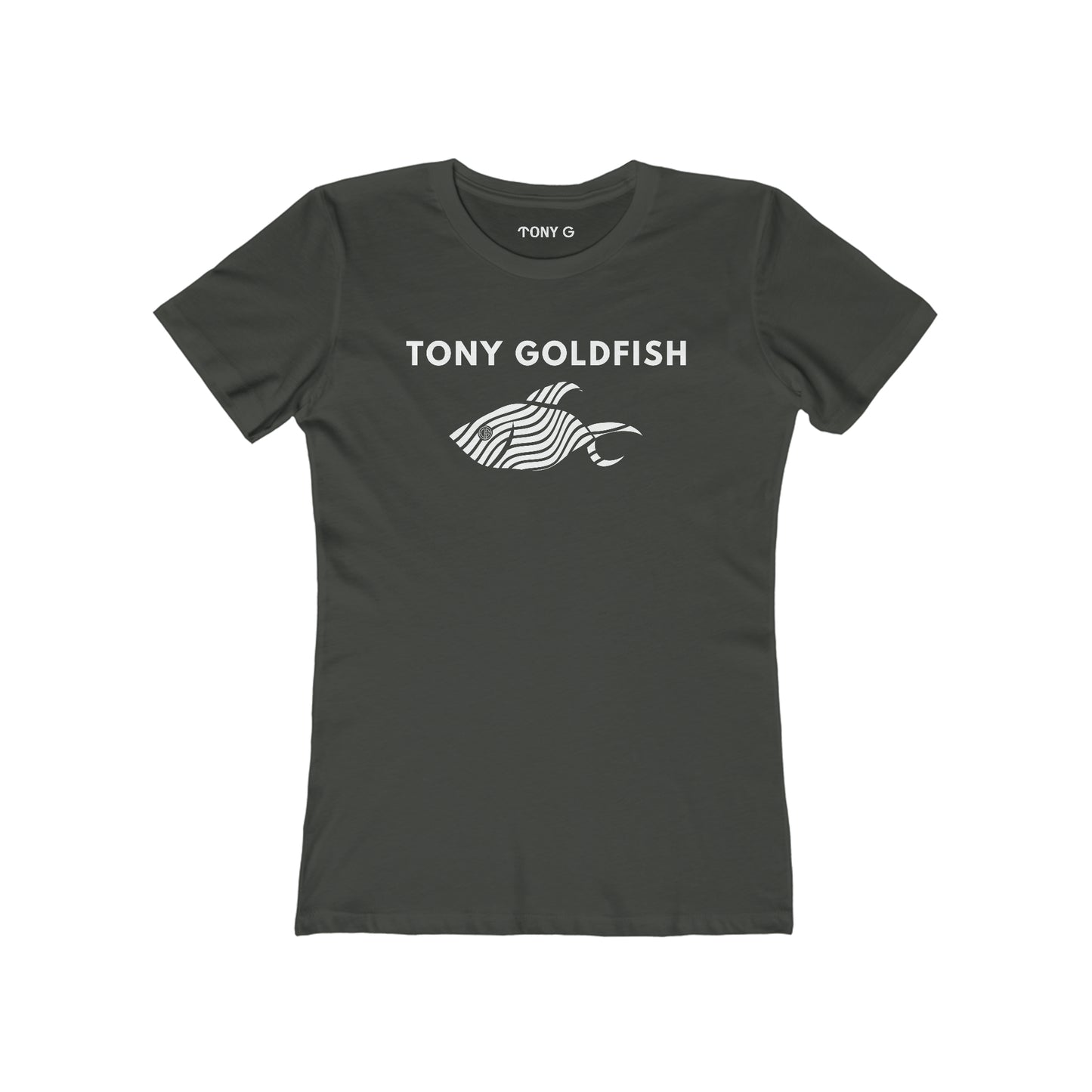 TONY Goldfish Women's Feminine Cut Classic Boyfriend Tee, featuring the TONY Goldfish designs