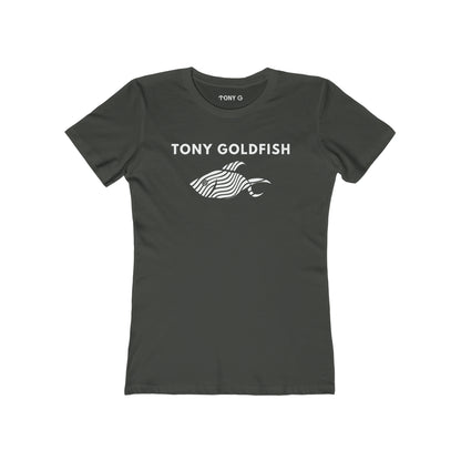 TONY Goldfish Women's Feminine Cut Classic Boyfriend Tee, featuring the TONY Goldfish designs