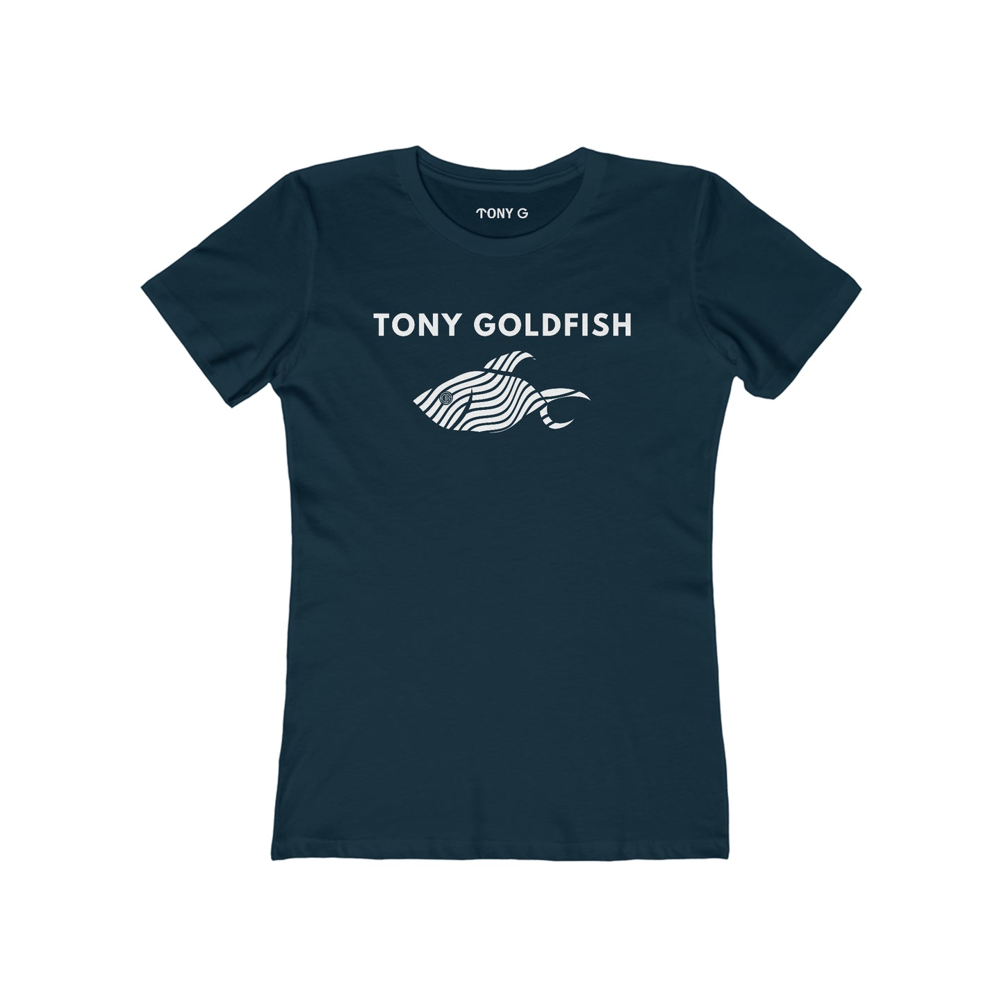 TONY Goldfish Women's Feminine Cut Classic Boyfriend Tee, featuring the TONY Goldfish designs