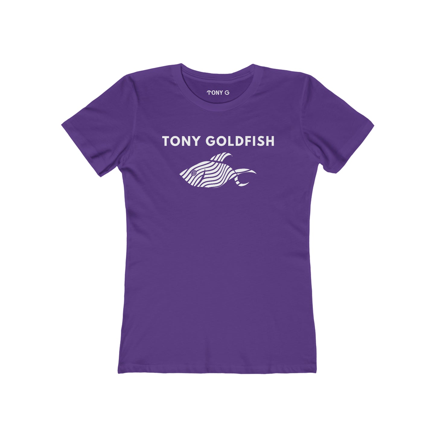 TONY Goldfish Women's Feminine Cut Classic Boyfriend Tee, featuring the TONY Goldfish designs