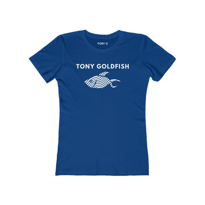 TONY Goldfish Women's Feminine Cut Classic Boyfriend Tee, featuring the TONY Goldfish designs