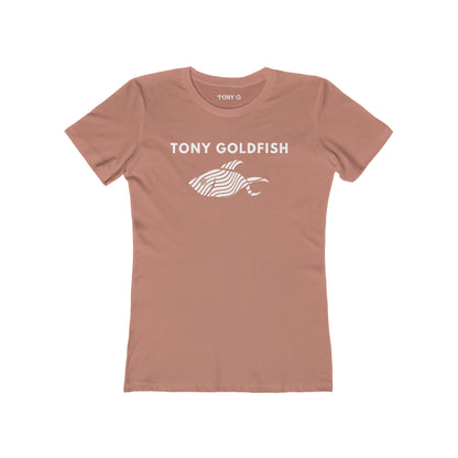 TONY Goldfish Women's Feminine Cut Classic Boyfriend Tee, featuring the TONY Goldfish designs