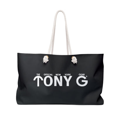 TONY G Weekender Bag Black, adorned with TONY G Logo & TG Logo Outline