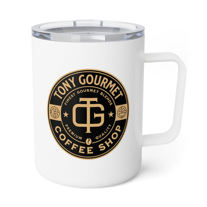 TONY Gourmet Insulated Coffee Mug, 10oz, featuring the TONY Gourmet design