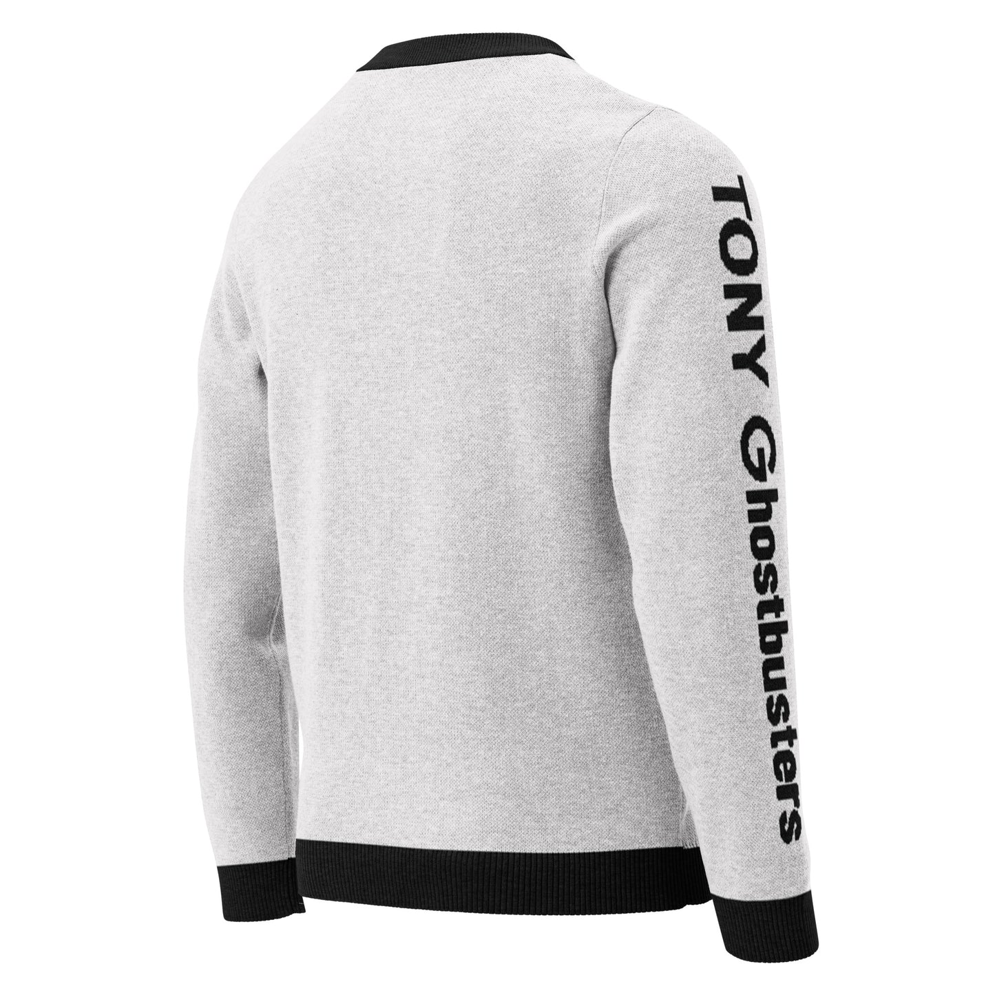 TONY Ghostbusters knitted crew neck sweater, featuring the TONY Ghostbusters Outline design