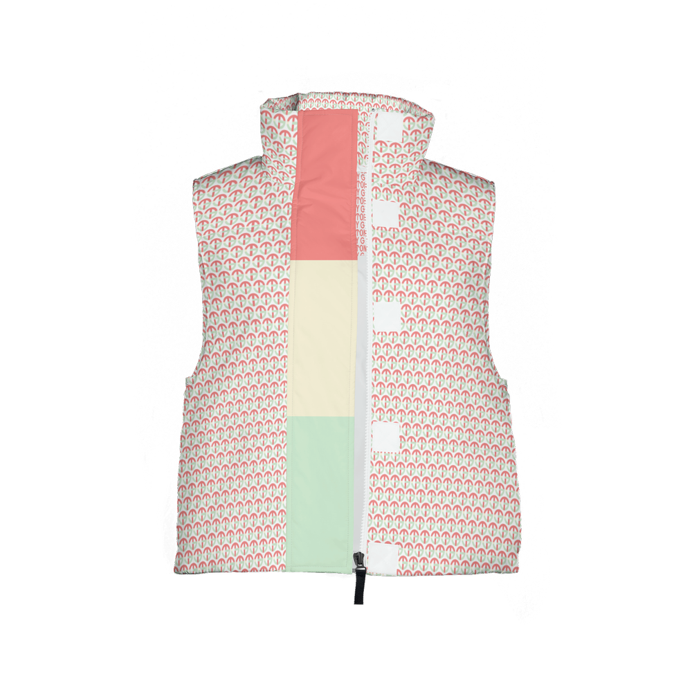 TONY G Women's Puffer Vest, adorned with the TG Logo #4 Monogram Pattern