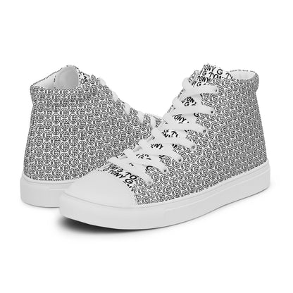 TONY G Boy's high top canvas shoes, featuring the TONY G Logo & TG Logo Outline Monogram Pattern