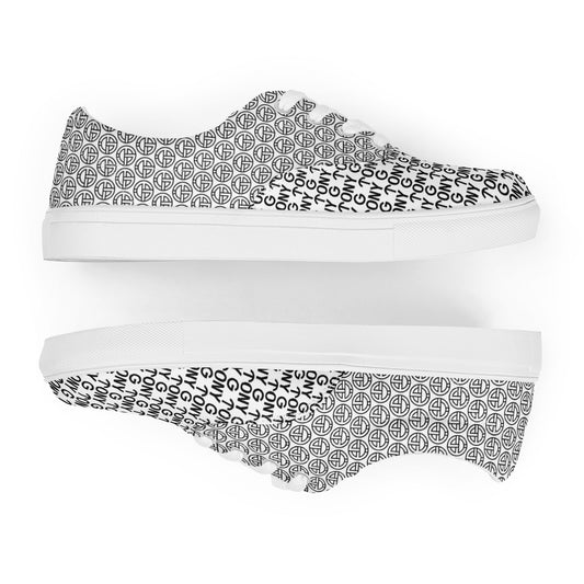 TONY G Men’s lace-up canvas shoes, featuring the TONY G Logo & TG Logo Outline Monogram Pattern