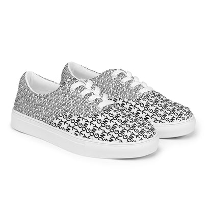 TONY G Men’s lace-up canvas shoes, featuring the TONY G Logo & TG Logo Outline Monogram Pattern