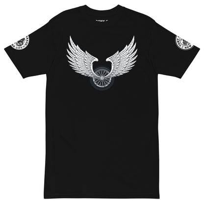 TONY Garage Winged TG Logo Tire Men's Heavyweight Cotton Tee, featuring the Winged TG Logo Tire design