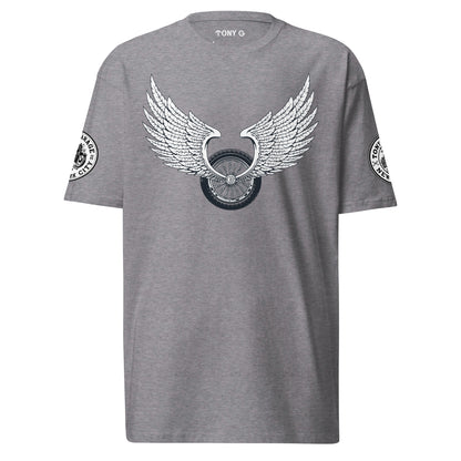 TONY Garage Winged TG Logo Tire Men's Heavyweight Cotton Tee, featuring the Winged TG Logo Tire design