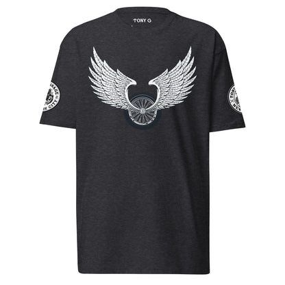 TONY Garage Winged TG Logo Tire Men's Heavyweight Cotton Tee, featuring the Winged TG Logo Tire design