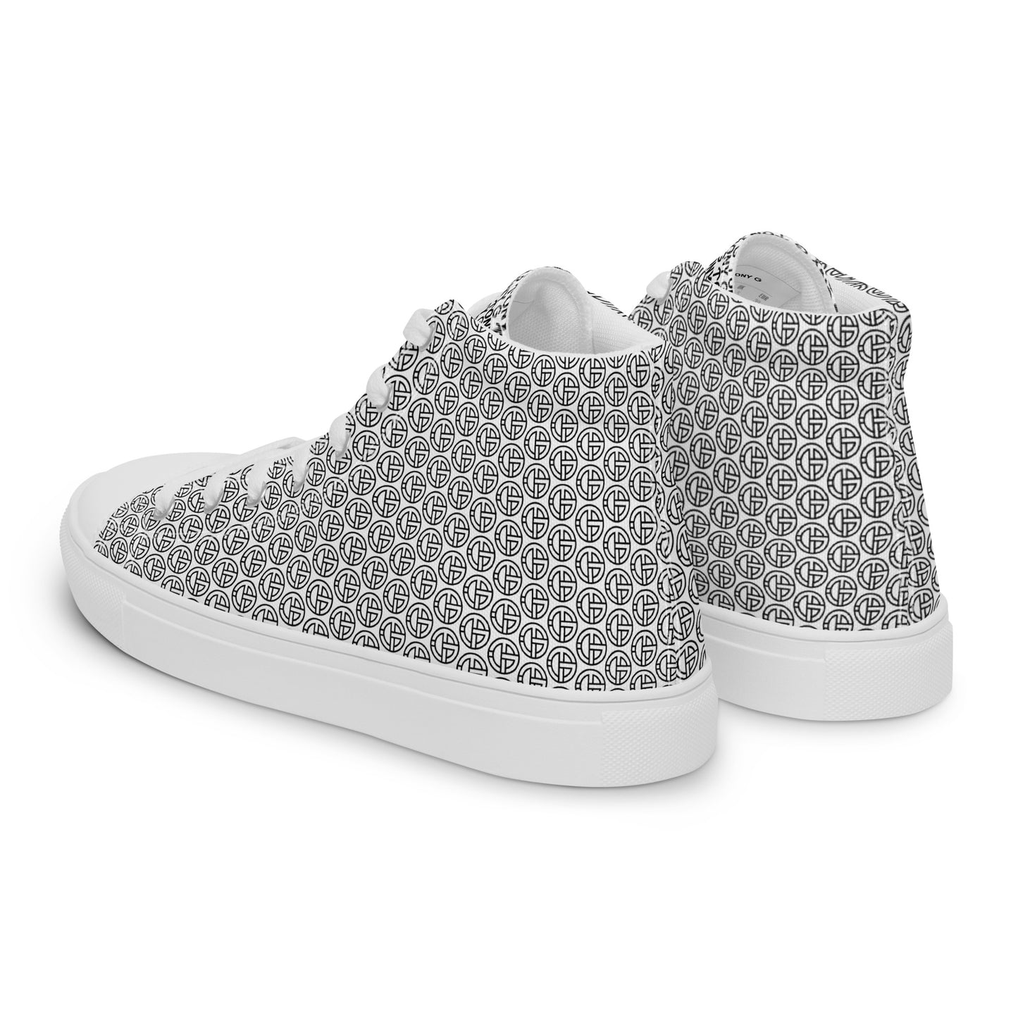TONY G Women’s high top canvas shoes, adorned with the TONY G Logo & TG Logo Outline Monogram Pattern