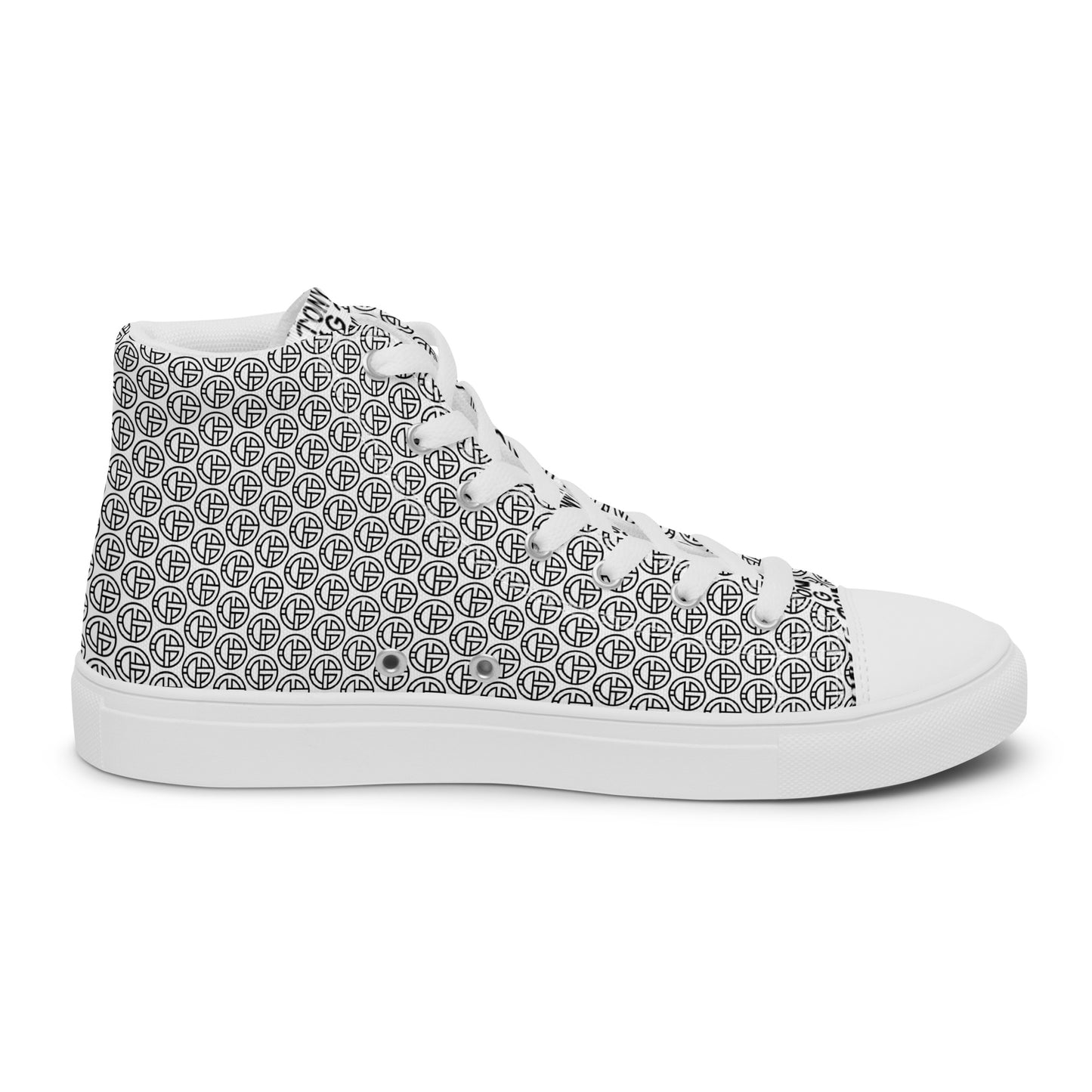 TONY G Women’s high top canvas shoes, adorned with the TONY G Logo & TG Logo Outline Monogram Pattern