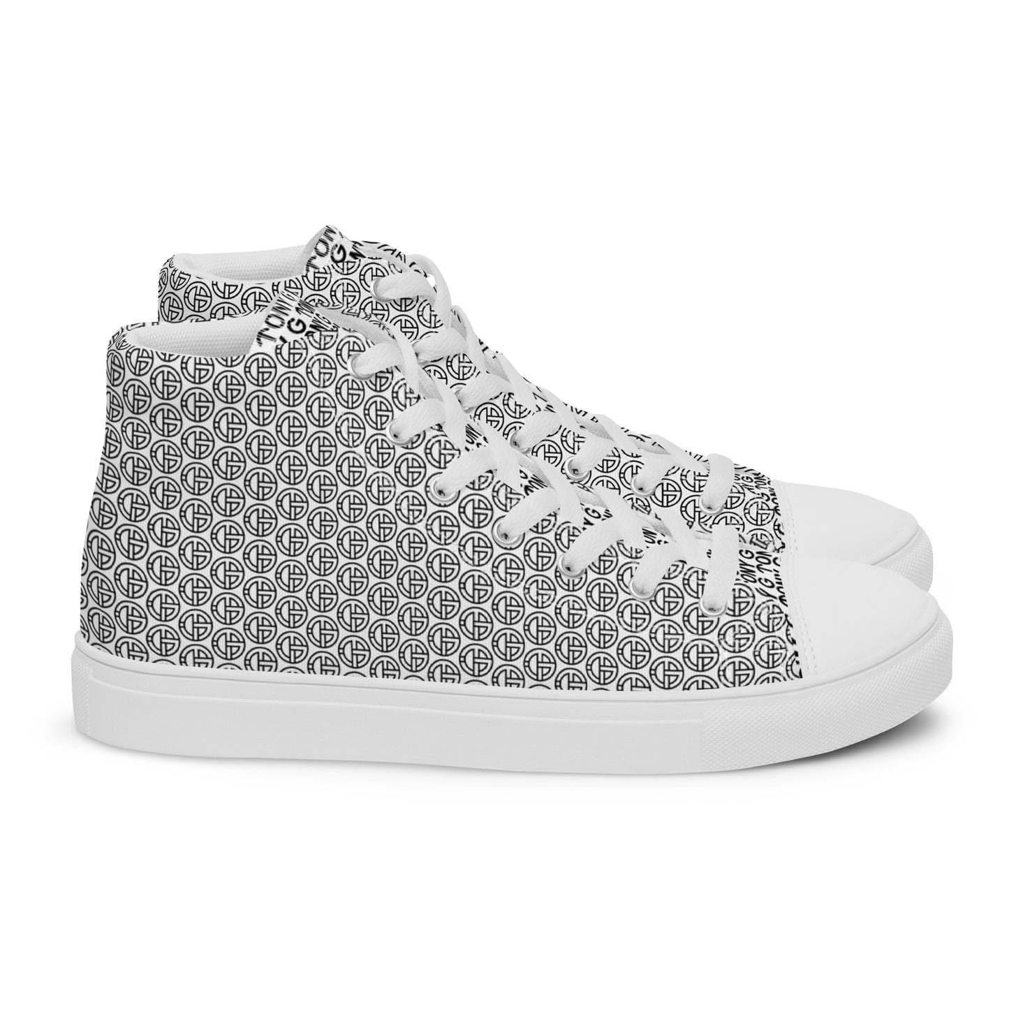 TONY G Women’s high top canvas shoes, adorned with the TONY G Logo & TG Logo Outline Monogram Pattern