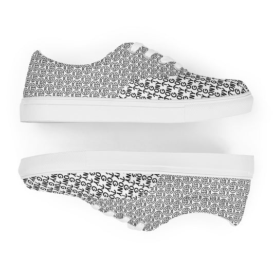 TONY G Women’s lace-up canvas shoes, adorned with the TONY G Logo & TG Logo Outline Monogram Pattern